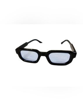 Rectangular Black Frame Sunglasses with Light Blue Lenses